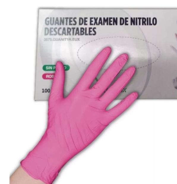 Imagen presentación de Guantes de nitrilo M Rosa caja x 100 unidades [50 pares]