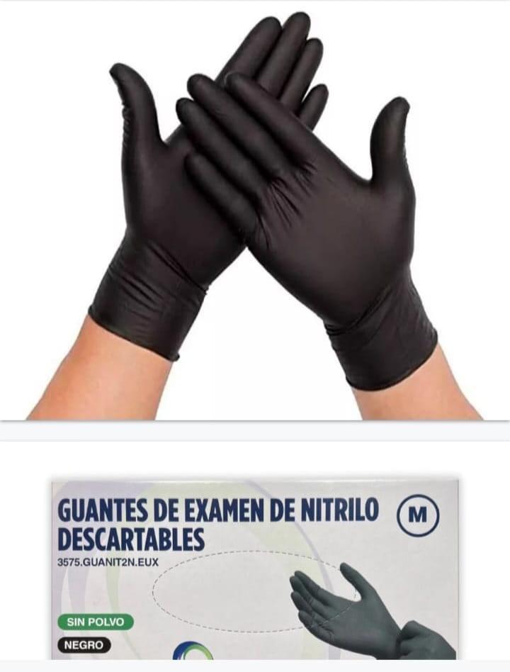 Imagen presentación de Guantes de nitrilo M Negro caja x 100 unidades [50 pares]