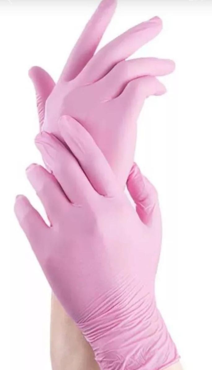 Imagen presentación de Guantes de nitrilo Rosa Talle M. x 1 par [2 guantes]